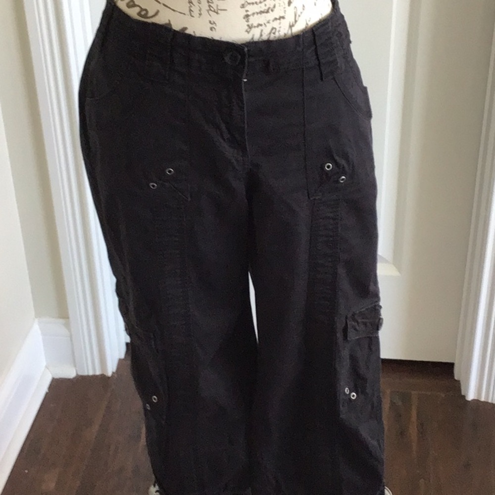 Style &Co black cargo capri cropped pants Sz 8 P